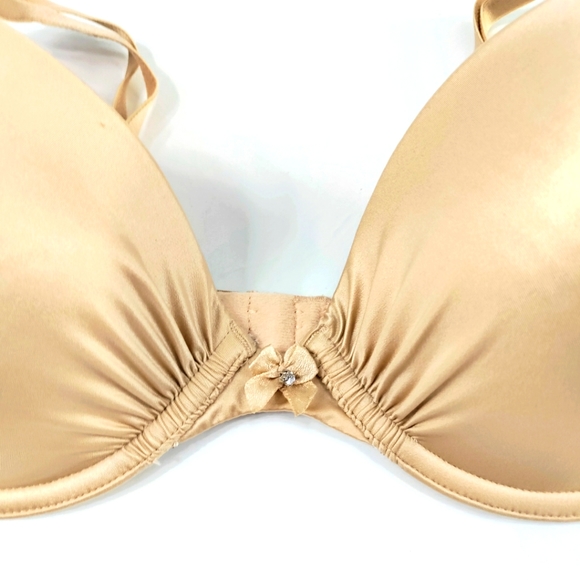 Lily of France Perfect Lift Padded T-Shirt Convertible Bra 36C Beige - Picture 2 of 7